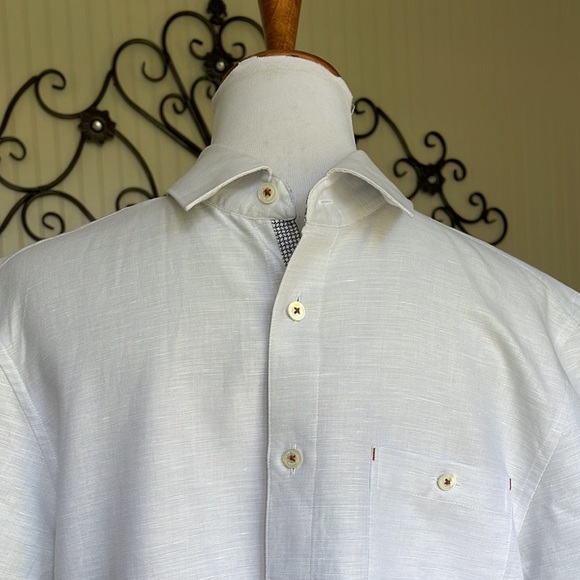Ted Baker Grey Short Sleeve Button Down w/ Front Pocket Shirt size 3 - Picture 3 of 12